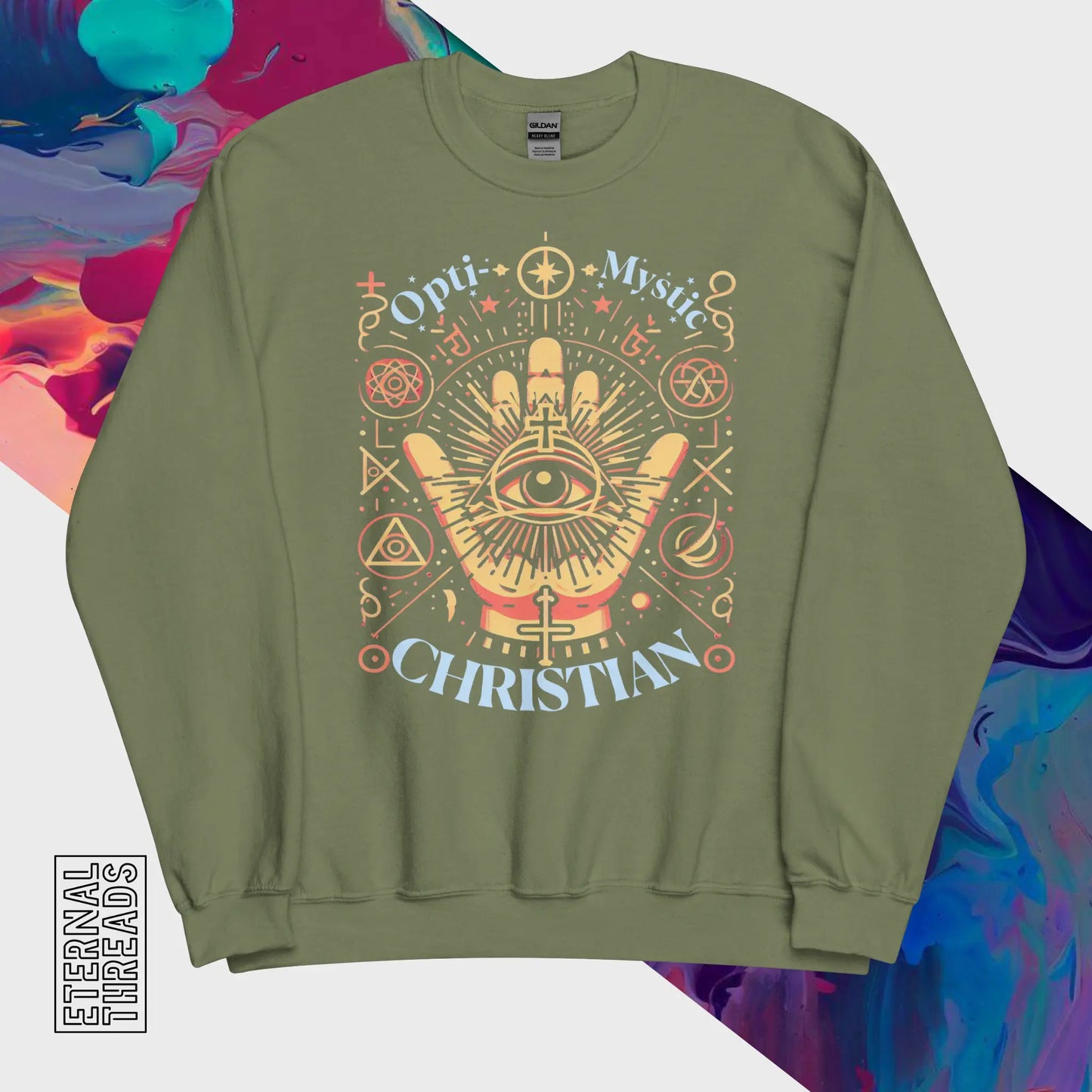 Opti-Mystic Christian Hamsa Hand Sweatshirt