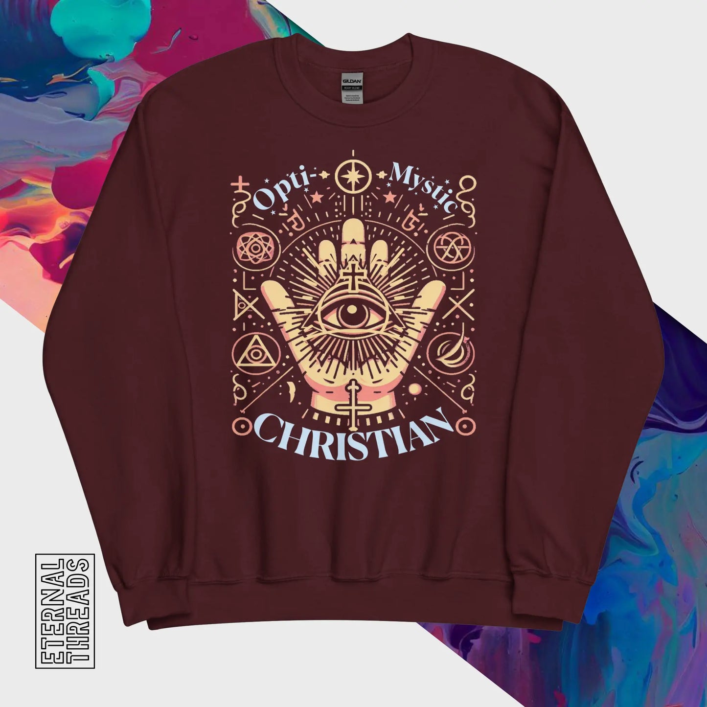 Opti-Mystic Christian Hamsa Hand Sweatshirt